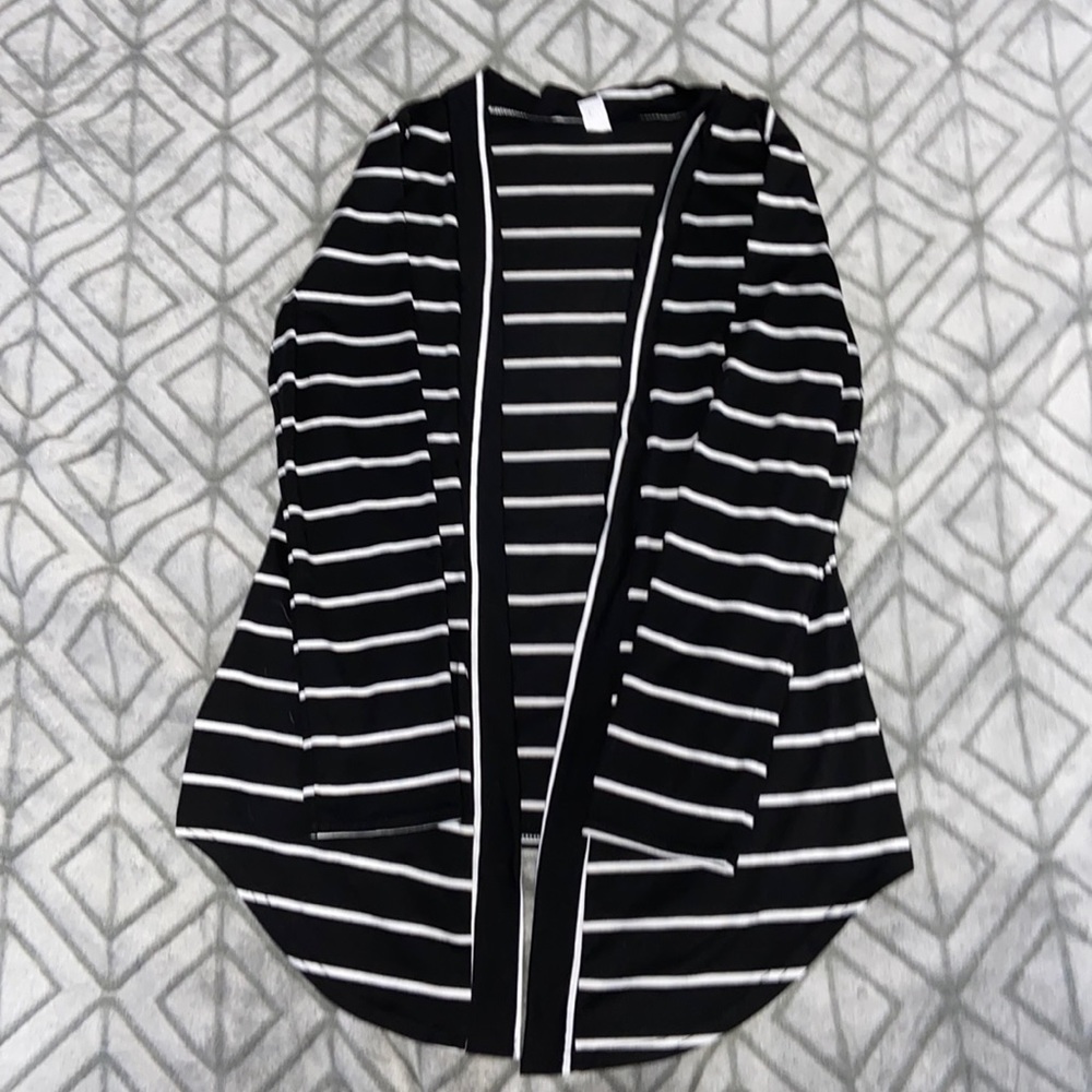 Black and white striped cardigan